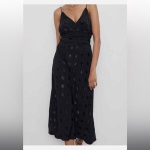 Zara long satin wrap dress with dots